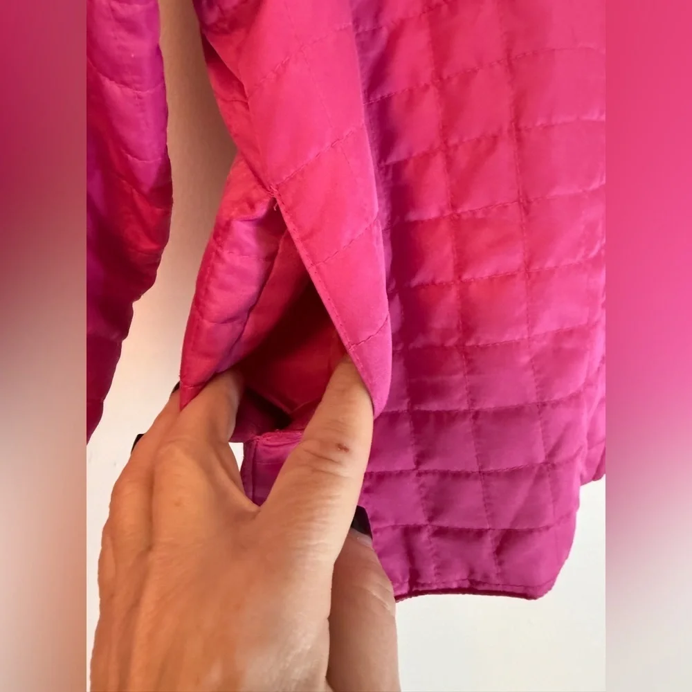 Lilly Pulitzer Hoodie Jacket Vest Girls 10 L Pink Quilted Convert Zip Off Sleeve